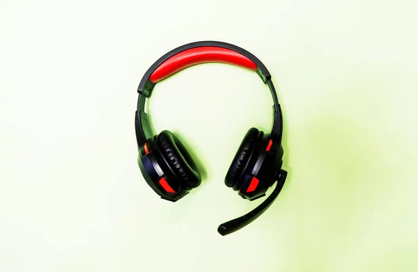 Wireless Ear Full Size Headphones Black Leather Isolated White Background — Stock Photo, Image