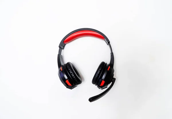 Auriculares Inalámbricos Ear Tamaño Completo Cuero Negro Aislado Sobre Fondo — Foto de Stock