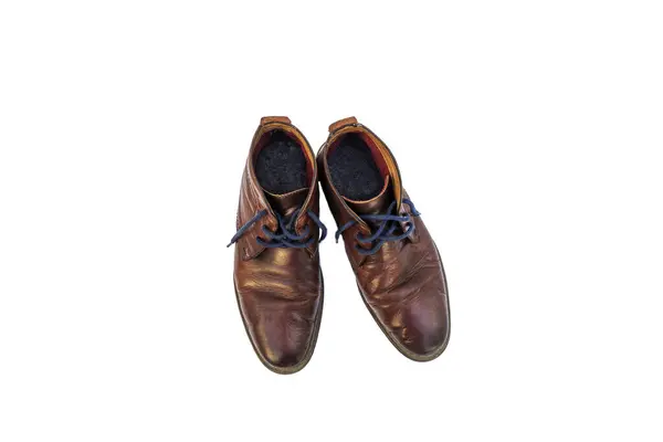 Zapatos Otoño Cuero Marrón Para Hombre Aislados Sobre Fondo Blanco — Foto de Stock