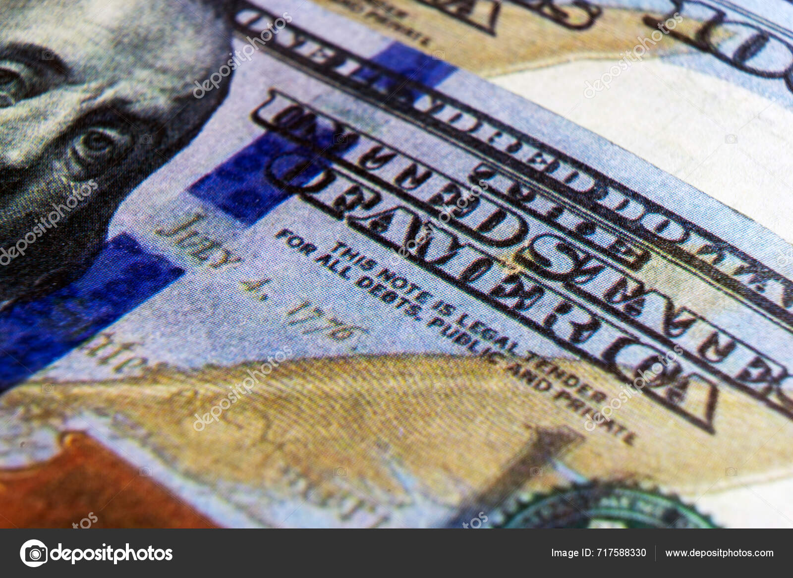 Benjamin Franklin's Face 100 Dollar Bill Closeup Ben Franklin One