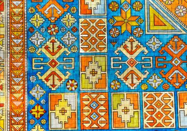 Eski bir halı parçası, doğulu, Azerbaycan, Türk, İran halısı süslemesi, arka plan dokusu
