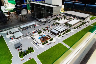 Yiyecek depolamak için kamyon, depo, bina ve hangar modelleri, Top view