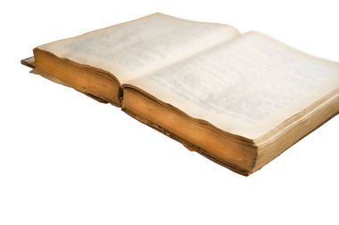 Beyaz arkaplan üzerine Arapça çok eski bir kitap.