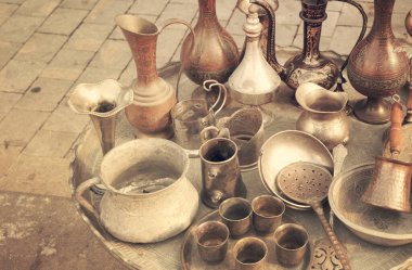 Oriental, Turkish, Azerbaycan, vintage, silver, seramik demir kaplar. Eski mutfak gereçleri, çaydanlıklar, kahve türkleri semaverler tabak kapları, tonlanmış