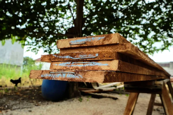 stock image Stacked boards for construction work and cabinet making. Sales of building materials.