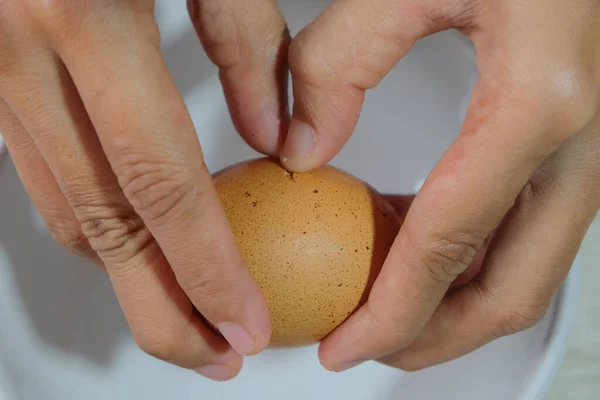Closeup Woman Breaking Eggs Prepare Dough — Stok fotoğraf