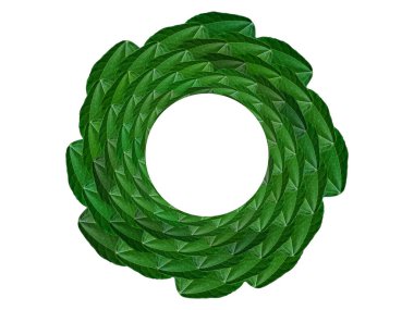 Circular leaf arrangement. Green leaf isolated on white background. Leaf frame.