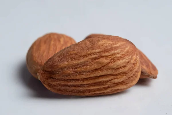Almonds White Background Macro Shot — Stock Photo, Image