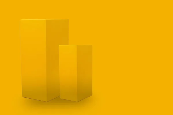 Two Yellow Carton Box Mockups Yellow Background — Stock Photo, Image
