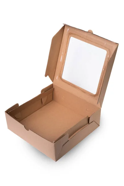 Fast Food Için Beyaz Arka Planda Izole Edilmiş Karton Kutu — Stok fotoğraf