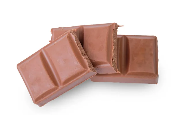 Close Haufen Von Schokoladenstücken Auf Weißem Hintergrund — Stockfoto