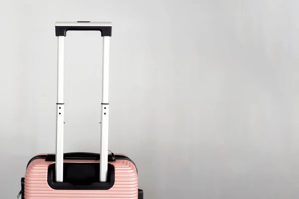 Closeup Peach Luggage Bag Minimalist Travel Concept Peach Color Luggage — Stock Photo, Image