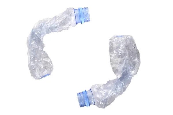 Bottiglia Plastica Stropicciata Spazzatura Isolata Sfondo Bianco Inquinamento Ambientale — Foto Stock