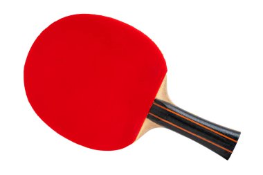 Profesyonel masa tenisi raketi beyaz arkaplanda izole edilmiş.