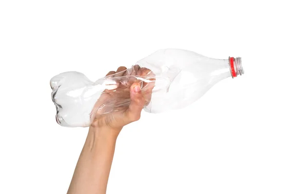 Menschliche Hand Hält Plastikflasche Für Recycling Umweltverschmutzung — Stockfoto