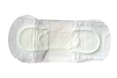 Beyaz arka planda izole edilmiş kadın hijyenik pedleri. Makro çekimler