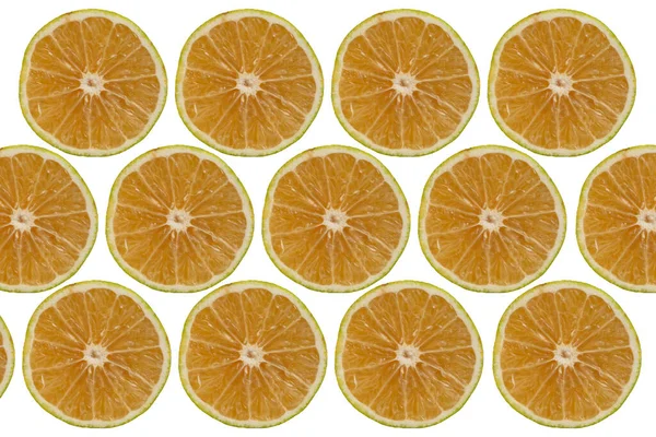 Fette Mandarino Verde Sfondo Bianco — Foto Stock
