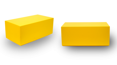 Sarı kutu modeli beyaz üzerine izole edilmiş şeffaf bir arkaplan