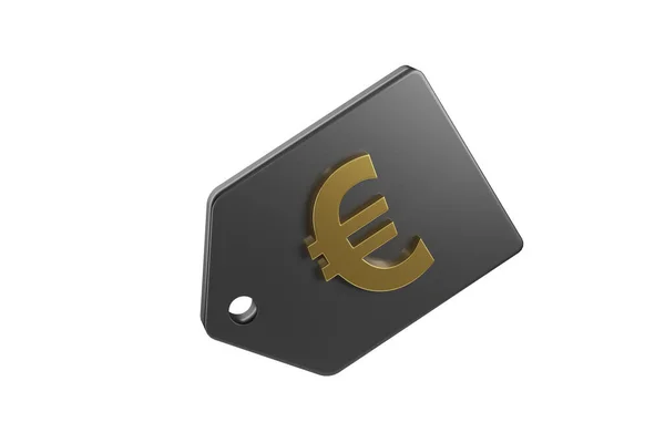 Gouden Promotielabel Met Euroteken Geïsoleerd Een Witte Achtergrond Illustratie — Stockfoto