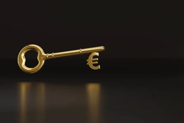 Zlatý Klíč Znakem Eura Kopírkou Ilustrace — Stock fotografie