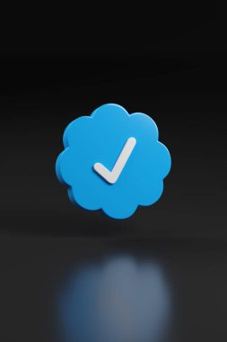 Buenos Aires, Argentina - November 11th: Twitter verification badge on dark background. Blue check. 3d illustration. clipart