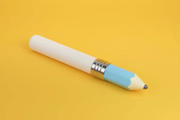 Mały Kreskówkowy Ołówek Dużym Gumką Ilustracja — Zdjęcie stockowe
