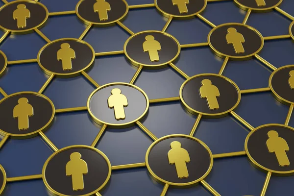 Golden Coins Interconnected Figures People Work Team Concept Illustration — Stock Photo, Image