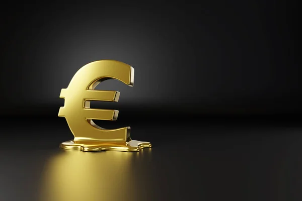 Símbolo Euro Dourado Derretendo Com Espaço Cópia Ilustração — Fotografia de Stock
