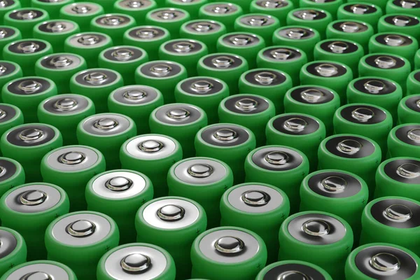 Arrangement Green Lithium Batteries Illustration — Stock Photo, Image
