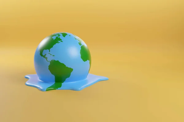 Planet Earth Melting Copy Space Global Warming Concept Illustration — Stock Photo, Image