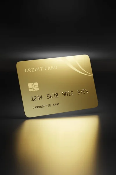 Gouden Creditcard Met Donkere Achtergrond Illustratie — Stockfoto