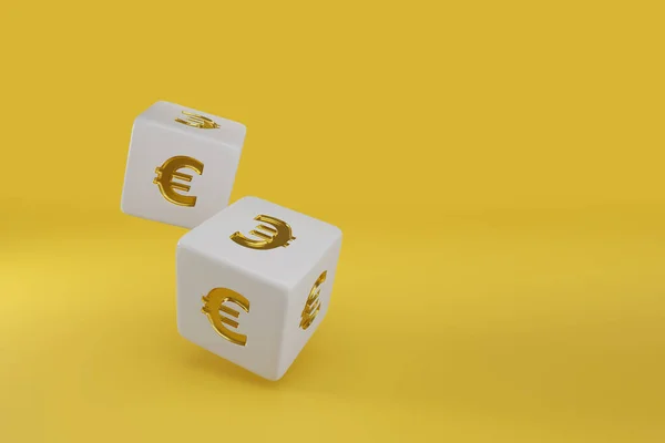 Dvě Kostky Zlatými Znaky Eura Kopírovacím Prostorem Ilustrace — Stock fotografie