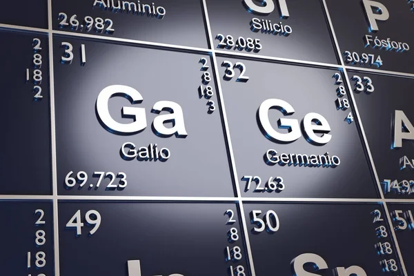 Elementen Gallium Och Germanium Det Periodiska Systemet Spanska Illustration — Stockfoto