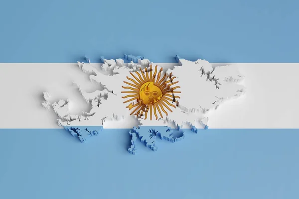 Mapa Das Ilhas Malvinas Três Dimensões Com Cores Bandeira Argentina — Fotografia de Stock