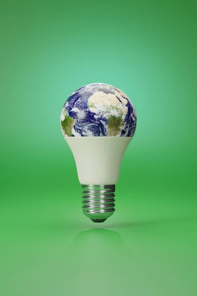 Planet earth shaped like an electric LED bulb. 3d illustration.