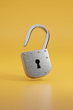 Sarı arka planda fotokopi alanı olan USDC madeni parası. 3d illüstrasyon.