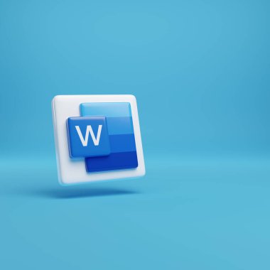 Buenos Aires, Arjantin; 16 Eylül 2023: Microsoft Word 'ün üç boyutlu simgesi. 3d illüstrasyon.
