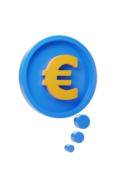 Bubbeltoespraak Met Eurosymbool Geïsoleerd Witte Achtergrond Illustratie — Stockfoto