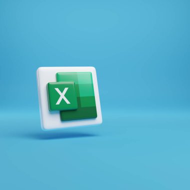 Buenos Aires, Arjantin; 16 Eylül 2023: Microsoft Excel 'in üç boyutlu simgesi. 3d illüstrasyon.