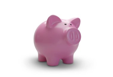 Close up of Piggy bank isolated on white background. Savings concept. 3d illustration. clipart