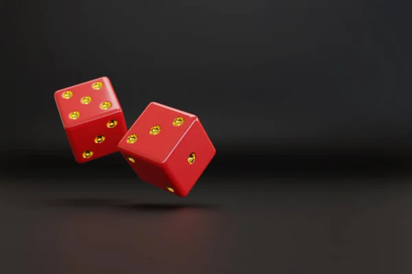 Two Red Dice Gold Dots Floating Copy Space Illustration — Stock Photo, Image