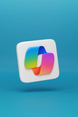 Buenos Aires, Arjantin - 7 Ocak 2024: Mavi arka planda kopilot logosu izole edildi. 3d illüstrasyon.