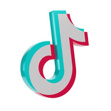 Buenos Aires, Arjantin - 12 Ocak 2024: Tiktok simgesi kopya uzayı ile beyaz arkaplanda izole edildi. 3d illüstrasyon.