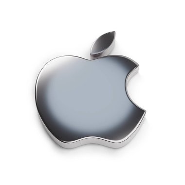 Buenos Aires, Arjantin - 3 Nisan 2024: Apple metal logosu beyaz arka planda üç boyutta izole edildi. 3d illüstrasyon.