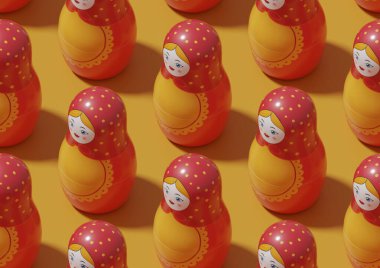 Mamuşkalar kusursuz izometrik desen. 3d illüstrasyon.