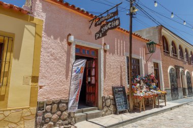 Jujuy, Argentina - January 25th 2024: Facade of the Pinocho restaurant in the town of Humahuaca in the Argentine province of Jujuy. clipart