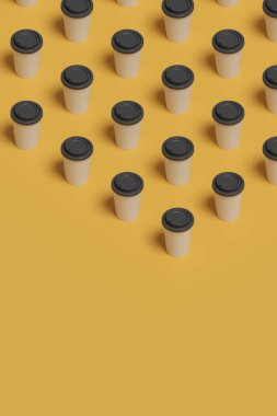 Tek kullanımlık tek kullanımlık bir kahve örneği. 3d illüstrasyon.