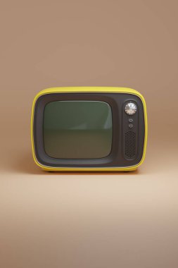Eski sarı TV alıcısı. 3d illüstrasyon.