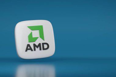 Üç boyutlu AMD logosu ve kopyalama uzayı. 3d illüstrasyon.