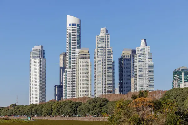 stock image Buildings seen from the Costanera Sur ecological reserve in the city of Buenos Aires.